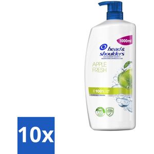 10 x Head & Shoulders - Anti-Roos Shampoo - Apple Fresh - Pompflacon - 1000 ml - Shampoo Met Appelgeur - Microbiome Balance - Roosvrij Haar - Droge Hoofdhuid - Jeukende Hoofdhuid