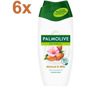 Palmolive Naturals Douchecrème – Almond & Milk – 6x 500 ml – 95% natuurlijke oorsprong | Voordeelverpakking