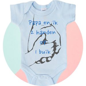 Romper softtouch - papa en ik zijn 2 handen op 1 buik - 0-3 maanden
