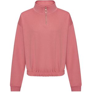 Vegan Women´s Cropped 1/4 Zip Sweater Dusty Rose - XXS