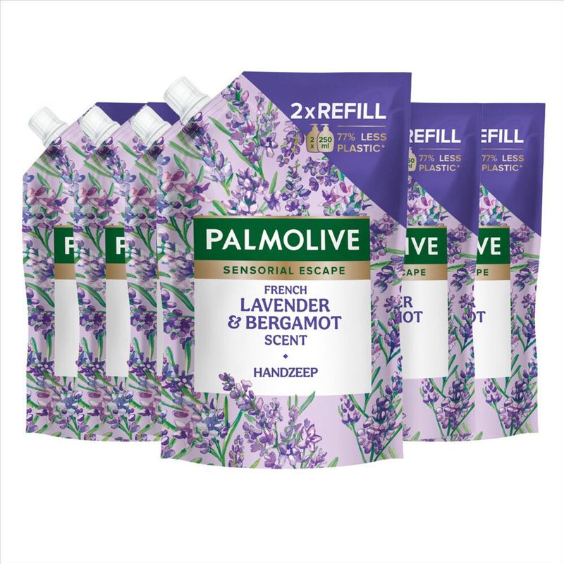 Palmolive - Sensorial Escape - Handzeep Navulling - French Lavender & Bergamot - 6 x 500 ml - Voordeelverpakking