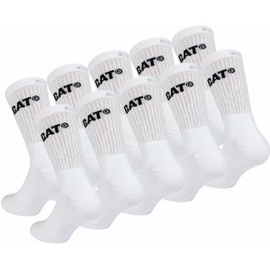 Caterpillar 10 Paar Performance Sokken Heren, Kuithoogte - Versterkt op Hiel en Teen - Katoen Wit, 43-46