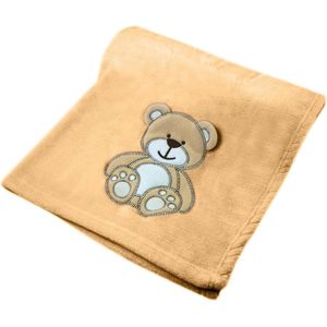 Babydeken, zachte knuffeldeken voor baby's, jongens en meisjes, cadeau voor geboorte of als eerste uitrusting, karameldeken met beer