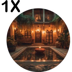 BWK Luxe Ronde Placemat - Kaarsen in een Rustgevend Gebouw - Set van 1 Placemats - 40x40 cm - 2 mm dik Vinyl - Anti Slip - Afneembaar