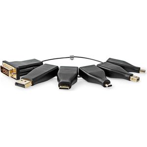 Nedis HDMI-Adapter - DisplayPort Male / DVI-D 24+1-Pins Male / HDMI Micro-Connector / HDMI Mini-Connector / Mini-DisplayPort Male / USB-C Male - HDMI Female - Verguld - Recht - PVC - Zwart