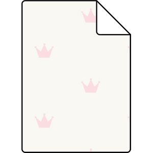 Proefstaal Origin Wallcoverings behang kroontjes glanzend wit en roze - 26,5 x 21 cm - 347702-S