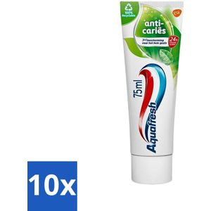 Aquafresh - Tandpasta - Anti-Cariës - Bescherming Tegen Gaatjes - 75 ml - Bulkverpakking - 10 stuks