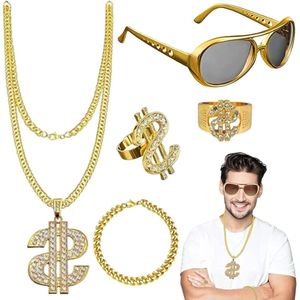 Hippie accessoires jaren 80/90 hiphop fancy dress - 5 stuks voor kinderen en volwassenen
