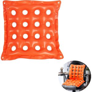 1 stuk（Oranje rood）zitkussen - Opblaasbaar zitkussen - luchtstoelkussens 19x19-inch PVC vierkante zitting - ademend en comfortabel - voor bureaustoel, auto, rolstoel en thuis (19 inch)