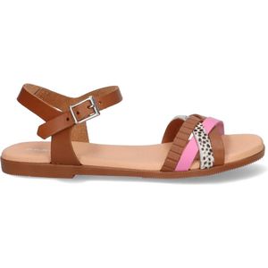 Braqeez 423004-513 Meisjes Sandalen - Bruin/Roze - Leer - Gesp