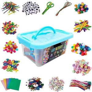 Mega Art & Craft knutselbox - knutselkoffer - knutselen meisjes - knutselen jongens - knutselpakket - 2000+ Items
