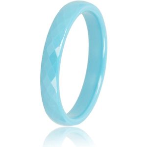 My Bendel Keramieken ring facet geslepen blauw 3mm - Keramische, onbreekbare, mooie blauwe dames ring - Verkleurt niet - Met luxe cadeauverpakking