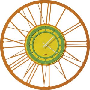 Arti e Mestieri Collectie - Handgemaakt – Wandklok Grote Pop Oranje/geel/groen 90cm