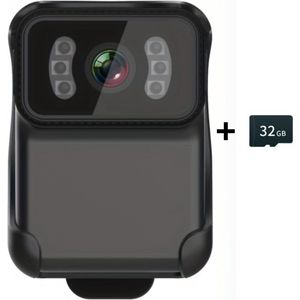Bovista Bodycam - Politie - Chest Camera - Spy Camera - Spy Cam - Verborgen Camera - Spionage Camera - Action Camera - HD + 32GB Opslag