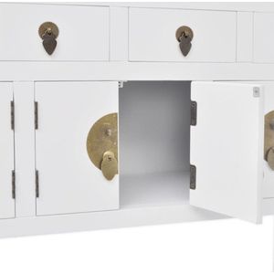 vidaXL Dressoir - Dressoirs - Kastje - Kastjes - Dressoir Chinese stijl massief hout wit