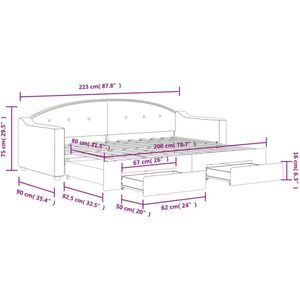 vidaXL Slaapbank met onderschuifbed en lades - Zwart Slaapbank - Sofa Bed - Tweepersoonsbed - Opbergruimte - Boxspring