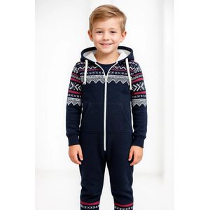 JC Blue - Aztec Navy Onesie kinderen - Onesie Jongens - Onesie Meisjes - Maat 158