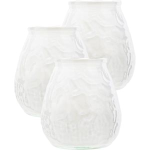 Set van 3x stuks witte Lowboy buiten tafel sfeer kaarsen 10 cm 40 branduren in glas - Tuinkaarsen