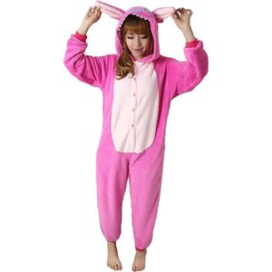 KIMU - Onesie - Roze - Monster Jumpsuit - Fleece