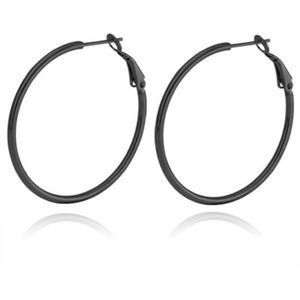 Cilla Jewels Hoop oorringen Dames Edelstaal Zwart-50mm