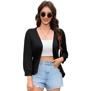 Dames Bolero Jasje Lichtgewicht Voorkant Open Korte Mouw Feestelijk Cardigan