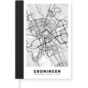 Notitieboek - Schrijfboek - Stadskaart - Groningen - Grijs - Wit - Notitieboekje klein - A5 formaat - Schrijfblok - Plattegrond