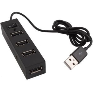 USB hub met 4 poorten en aan/uit schakelaar - USB2.0 - busgevoed / zwart - 0,25 meter