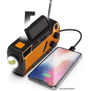 Ortho® - Radio op batterijen - Radio voor rampen - Draagbaar - Opwindbaar - Zonne-energie - USB C Oplaadbaar - Noodradio - Flashlight