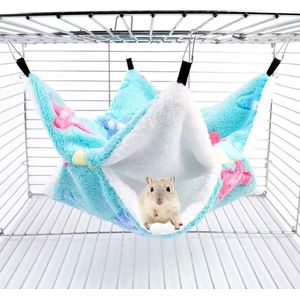 Hangmat voor kleine huisdieren, dubbellaags schommelbed voor fretten, ratten, suikerglijders en andere kleine dieren, groen