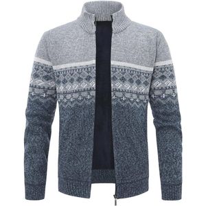 Fleece gevoerd heren vest met opstaande kraag, gebreide winter cardigan