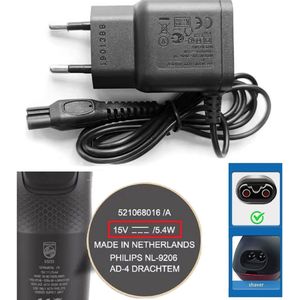 Philips - HQ8505 - Vervangende Oplader - 15V 5,4W - 1 Meter Kabel - Geschikt voor Scheerapparaten en Trimmers