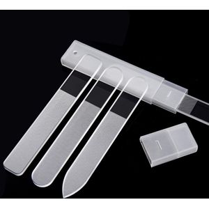 YUNYU Nagelvijl van kristalglas, set van 3 professionele glazen nagelvijlen met opbergkoffer, 3 verschillende koppen voor natuurlijke en kunstmatige nagels, manicure, pedicure-gereedschap, duurzame