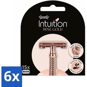 Wilkinson Intuition - Navulmesjes - Rose Gold Safety Razor - Luxe - 15 mesjes - Voordeelverpakking - 6 stuks