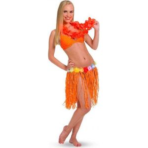 Toppers - 2x stuks oranje Hawaii party verkleed rokje - Carnaval verkleedkleding voor dames en teeners