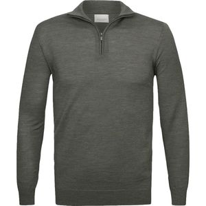 Profuomo - Half Zip Trui Merino Groen - Heren - Maat XL - Modern-fit