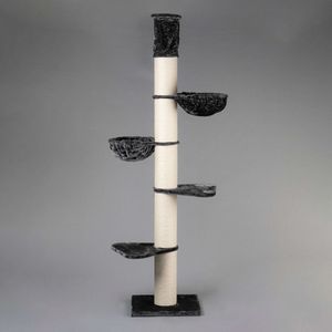 RHRQuality Krabpaal Maine Coon Tower Donkergrijs - Plafondhoge krabpaal voor grote katten - 265 - 285cm