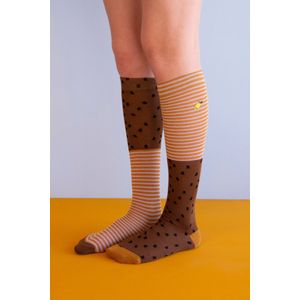 Sticky Lemon - knee high socks | sprinkles | cinnamon brown