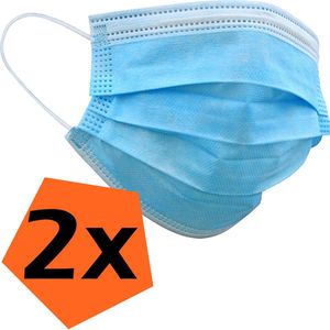 Mondkapje Blauw Wegwerp - Mondmasker Wegwerp Niet Medisch Mondkapje Blauw - Blauw Mondkapje Wegwerp Universeel - 2 Stuks