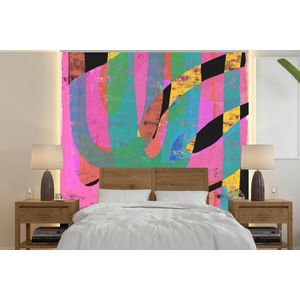 Abstract - Kleuren - Roze - Groen - Kunst - Behangpapier