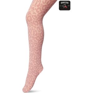 Bonnie Doon Kinder Panty met Panter Print 100 Denier maat 92/110 XS Licht Roze - Uitstekend Draagcomfort - Meiden Panty - Meisjes - Kinderen - Kids - Zebraprint - Dierenprint - Gladde Naden - Perfecte Pasvorm - Lobster Bisque - BP213904.272