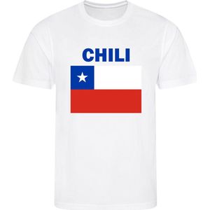 Chili - T-shirt Wit - Voetbalshirt - Maat: 158/164 (XL) - 12 - 13 jaar - Landen shirts