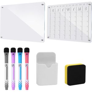 Acryl Magneet Kalender 2 Set - Droog Wissen - Helder Wandkalender - White Board Kalender - Kantoor Thuis School .