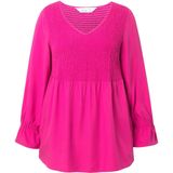 MIAMODA - Dames - Blouse A-lijn elastisch gerimpelde borst - Hibiscusrood - Maat 42