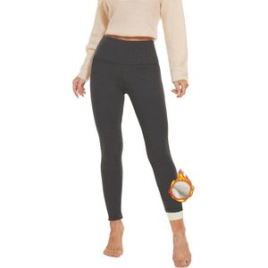 Thermische Legging voor Dames - Gevoerde Fleece Leggings - Warm en Comfortabel - Donkergrijs M