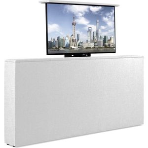 Bedonderdeel - Soft bedden TV-Lift meubel Voetbord - Max. 43 inch TV - 140 breed x85x21 - lederlook wit