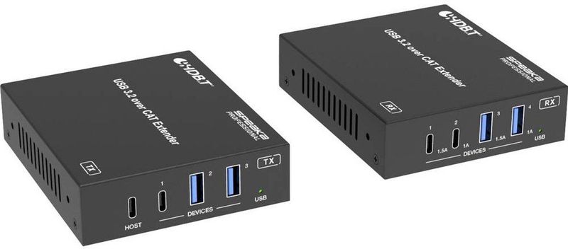 SpeaKa Professional - SP-USBE-820 - KVM-extender - Zwart - 7 + 1 Poorten