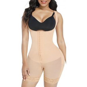 Corrigerende shapewear corset verstelbaar met hoge rug en 3 rijen haakjes beige maat M