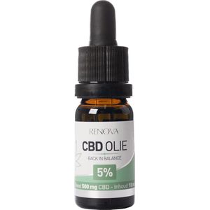 Renova CBD olie 5% 10ml - 500mg CBD - 225 druppels - cannabidiol - cbd oil - wietolie - hennepolie - cannabis olie - 0,0% THC olie