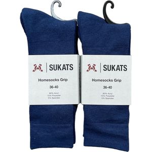 Sukats® Huissokken - Antislip sokken - Gripsokken - Bedsokken Dames - ABS - Met Grip - 2 Paar - Maat 36-40 - Blauw - Meerdere Maten en Varianten