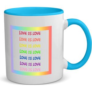 Akyol - lgbtq cadeau - koffiemok - theemok - blauw - Lgbt - queer - mok met opdruk - lgbt - love is love - pride month - lgbtq vlag - gay pride - koffiemok met tekst - opdruk - leuke pride spullen - verjaardag - cadeau - gift - 350 ML inhoud